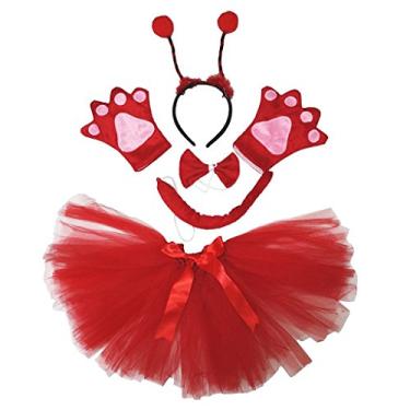 Imagem de Petitebella Combined Animals Faixa de cabeça Laço Cauda Tutu 5 peças Menina Fantasia 1-5y, Ladybug, One Size