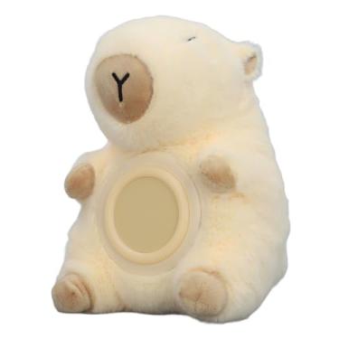Imagem de TOPINCN Despertador de Pelúcia Capivara, Display Digital LED Com Luz Quente de 4000K 2 Modos de Alarme Detecção de Temperatura de Soneca de Vibração, para Quarto
