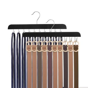 Imagem de Cabide de sutiã para organizador de armário, cabides de regata de madeira com 20 ganchos dobráveis, design rotativo de 360°, armazenamento com economia de espaço para regatas, sutiãs, cachecóis