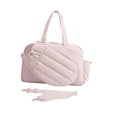 Imagem de Colaxi Bolsa de tênis, bolsa esportiva portátil com alça de ombro removível, grande capacidade, versátil para equipamentos esportivos, ideal para adultos, Rosa
