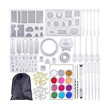 Imagem de 98 PCS Moldes de Fundição em Silicone DIY para Conjunto Fabricação Joias Kits Acessórios Pingentes Brincos Epóxi Cristal Artistas Adultos Iniciantes c