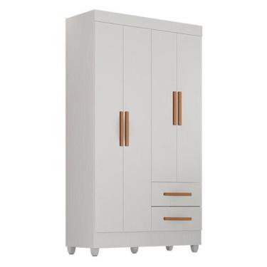 Imagem de Guarda Roupa Solteiro Lite 4 Portas Branco Brilho - Móveis Leão - MOVE