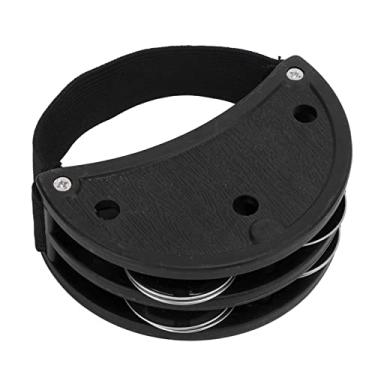 Imagem de Pandeiro de pé de plástico com sinos de metal, instrumento de percussão para treinamento de pés, instrumento de percussão para guitarristas e cantores (Preta)