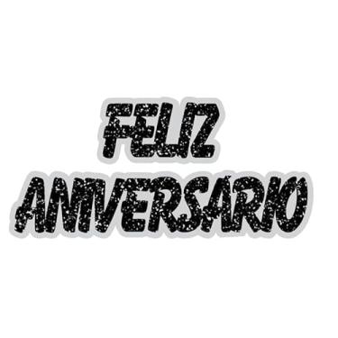 Imagem de PAINEL FELIZ ANIVERSARIO GLITTER BRANCO E PRETO