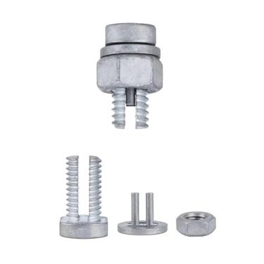 Imagem de Conector de parafuso dividido, 12 peças de grampo de fio resistente galvanizado por imersão a quente para cerca elétrica, emenda reutilizável para fio de alta tensão, fio de poliéster, jumper e cabo