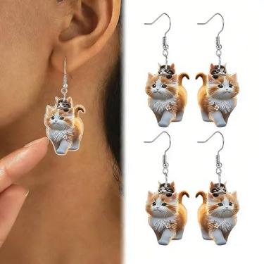 Imagem de Brinco de acrílico com pingente de animal, joia moderna, presente para esposa, mulheres, amigas, família, colega de trabalho, popular, fofo, engraçado, brinco, one size, Acrílico, Sem pedra preciosa