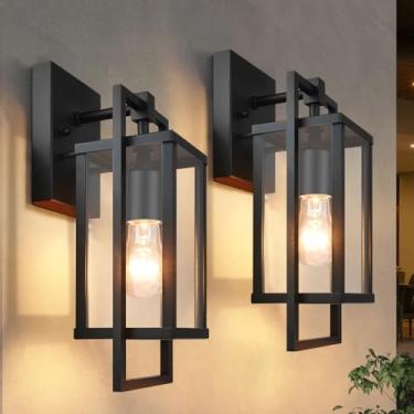 Imagem de ALVIME Luzes de parede externas, luminária externa, arandela de parede externa impermeável, luzes externas de varanda para casa, entrada, porta da frente, quintal, pátio, garagem, base E26 e vidro