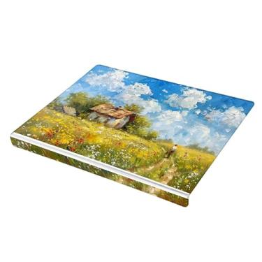 Imagem de SEHANY Tábua de corte de acrílico Van Gogh's Starry Night com borda de balcão, 34 x 42 cm, placa de corte transparente antiderrapante para bancada de cozinha, perfeita para pão, frutas e vegetais