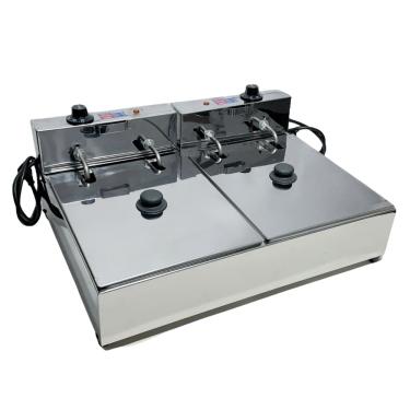 Imagem de Fritadeira Elétrica Industrial 2 Cubas 220V Com Tampa