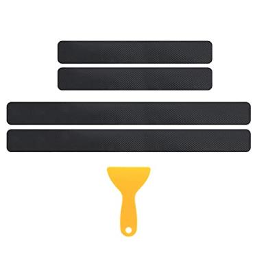 Imagem de Adesivos anti-arranhões de carro protetor de fibra de carbono 4 peças preto autoadesivo à prova d'água para portas de carro dianteiras e traseiras acessórios automotivos de ajuste
