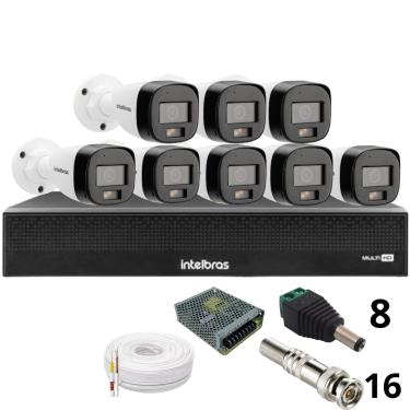 Imagem de Kit 8 Câmeras Intelbras 3220b Full Color Com Áudio Dvr Mhdx 1016-c Intelbras Com Detecção De Movimentos Sem Hd