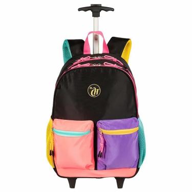 Imagem de Mochila Carrinho Externo Capricho Contrast - Preto E Rosa