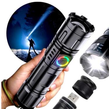 Imagem de Lanterna Led Tático Militar Usb Zoom Alto Brilho Recarregável - BIDALA