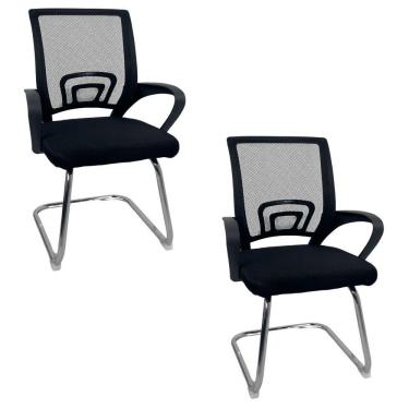 Imagem de Kit 2 Cadeiras De Escritório Begonia Oficial Tela Mesh Fixa