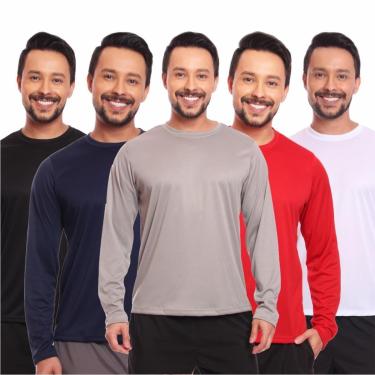 Imagem de Kit 5 Camisas Segunda Pele Proteção Solar Uv Térmica Corrida Bike-Masculino