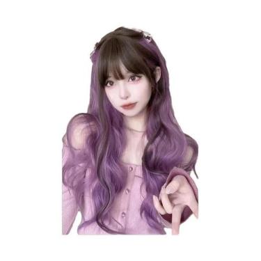 Imagem de Peruca Cosplay Longa Ondulada Ombre Preto E Cinza, Resistente Ao Calor