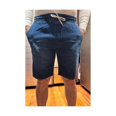 Imagem de Bermuda Masculina Cargo Jeans Com Elástico - Ekcess Jeans, Azul, Escur