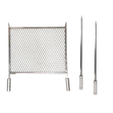 Imagem de Kit Grelha Tela Expandida Inox 40x40 e Espeto Espada 50cm - LAURINDOS 