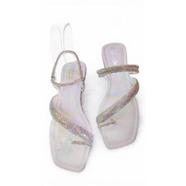 Imagem de sandalia rasteira feminina dedo luxo festas strass brilho glamourosa l