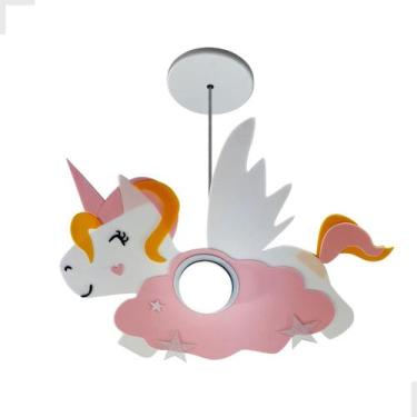 Imagem de Luminária Pendente Menina Unicórnio Rosa Infantil Teto Kid - Shin Tech