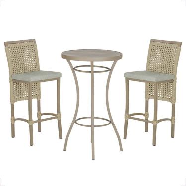 Imagem de Mesa Bistrô 2 Banquetas Roma Fendi Corda Náutica 3 Trama Rami