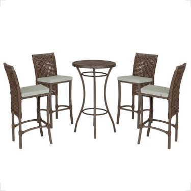 Imagem de Mesa Bistrô 4 Banquetas Roma Marrom Corda Náutica 3 Trama Marrom