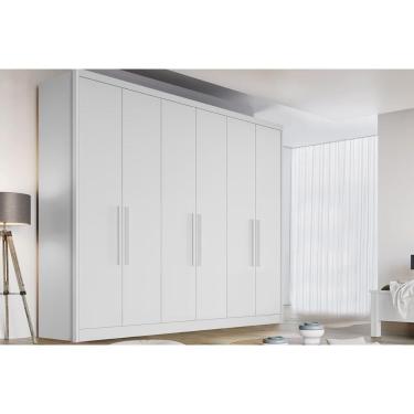 Imagem de Guarda Roupa Casal New Vértice-Messina 6 Portas de Bater 8 Gavetas MDF Messina Neve Móveis Novo Horizonte