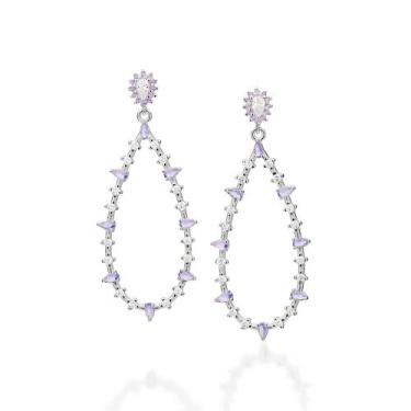 Imagem de Brinco Gota com Zircônias Prata 925 Rommanel 820320 Cor:Prata, Prata