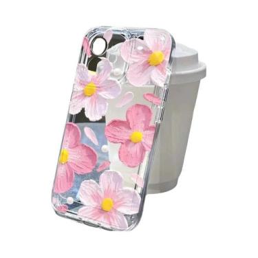 Imagem de Capa De Silicone Transparente Com Estampa Floral Para Samsung S25 Ultr
