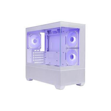Imagem de Gabinete Cooler Master Elite 490 Branco Vidro Panoramico 3 Fans Argb  