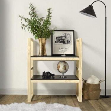 Imagem de Estante de Livros 80cmx97cm Pés em Madeira Maciça 2 Prateleiras de Mad