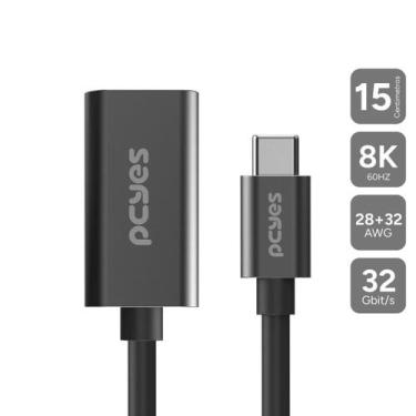 Imagem de Cabo Usb Tipo-c Para Hdmi Fêmea 2.1 8k/60hz - Preto - 15cm - Pucf-15-2