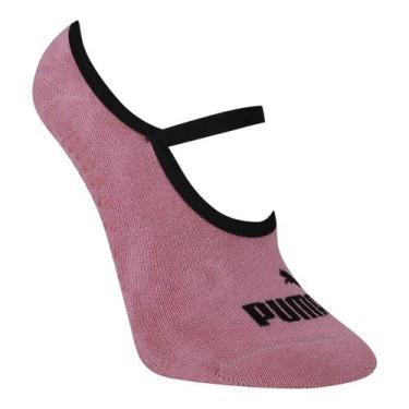Imagem de Meia Sapatilha Puma Antiderrapante Pilates Feminina, Rosa, Preto, 34/3