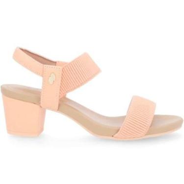 Imagem de Sandália Usaflex Couro Elástico Salto Bloco Grosso Médio-Feminino