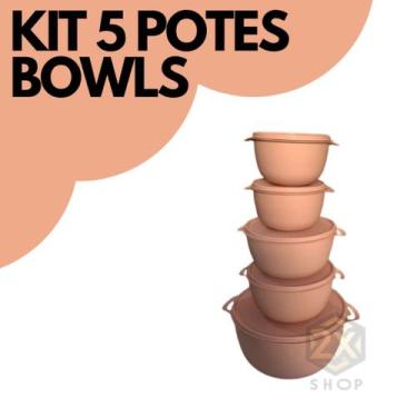 Imagem de Kit 10 Bowls Potes Hermeticos 2 em 1 Vasilhas BPA Free 10 Potes Grande