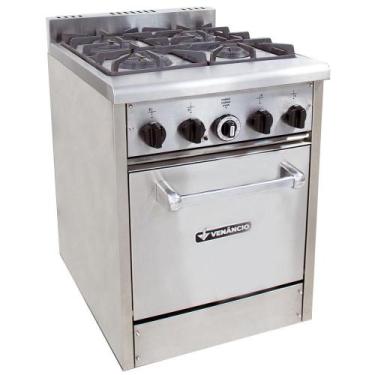 Imagem de Fogão Em Inox 4 Bocas Linha Profissional Gourmet Com Forno Don Bidone 
