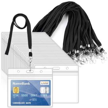 Imagem de Conjunto de porta-cartões de identificação e cordões de pescoço, 30 un