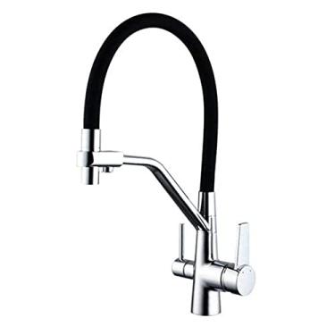 Imagem de Pkfinrd Torneiras de cozinha 3 em 1 misturador de pia de cozinha quente e fria de latão para água potável direta, multifuncional, filtrada para pia de cozinha