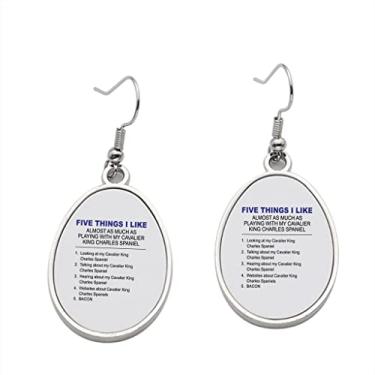 Imagem de Brinco Five Things I Like Cavalier King Charles Spaniel - Brincos pendentes Cavalier King Charles Spaniel para meninas - Presente de festa de aniversário dos namorados