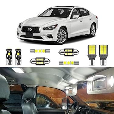 Imagem de LIGHSTA Kit de luz interior de LED branco super brilhante com 10 peças para Infiniti Q50 2014 2015 2016 2017 2018 2019 2020 + luzes para placa de licença e ferramenta de instalação