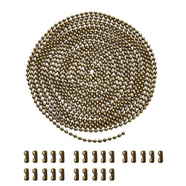 Imagem de YeeBeny Extensão de corrente de 4 metros para ventilador com 25 conectores, conector de corrente de ventilador de teto de metal, corrente de contas de aço inoxidável (3,2 mm de diâmetro, bronze)