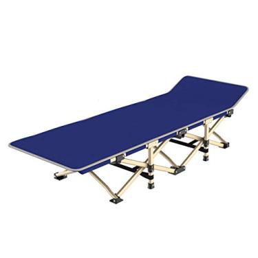 Imagem de HIOD Cadeira dobrável para cama portátil respirável jardim pátio reclinável praia sol espreguiçadeira dobrável almoço cama 190 x 67 cm, azul