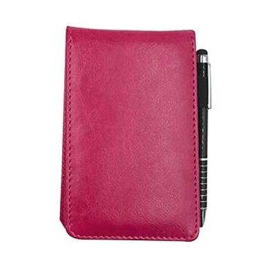 Imagem de Caderno de couro pequeno bolso A7 bloco de notas diário com caneta de metal Stylus para viagens de trabalho de escritório de negócios, rosa vermelha