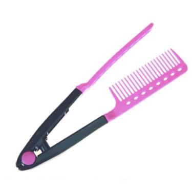 Imagem de LAX Pente Auxiliar de Chapinha - Escova de Alisamento para Cabelo Liso, Ondulado - Rosa