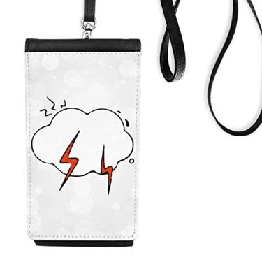 Imagem de Bolsa carteira para celular com estampa de nuvem e clima, bolso preto