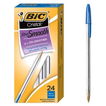 Imagem de BIC Caneta esferográfica lisa Cristal Xtra, ponta média (1,0 mm), azul, 24 unidades