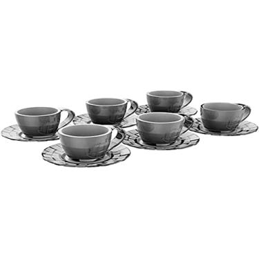 Imagem de Kit Xícaras 80ml com Pires, Fumê, 6 unidades, Crippa