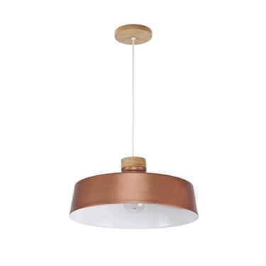 Imagem de Pendente Madeira Cupula Metal Cobre 45cm Vibrance 2730