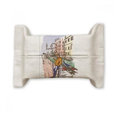 Imagem de Bolsa de linho de algodão com estampa nacional paisagem de Veneza da Itália