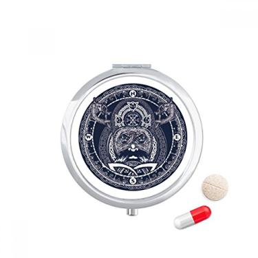 Imagem de Caixa de pílulas People Compass Circle Art Pattern Pocket Medicine Storage Box Dispenser Recipiente